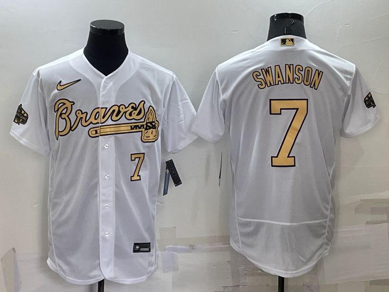 Men Atlanta Braves #7 Swanson White 2022 All Star Elite Nike MLB Jersey->seattle mariners->MLB Jersey